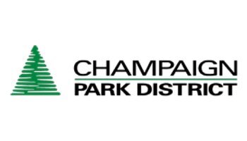 Champaign Park District logo with abstract green tree shape