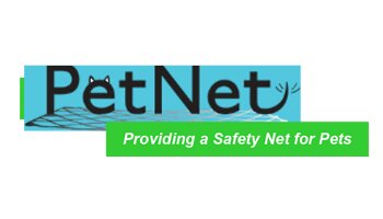 PetNet logo with ears on the 'e' and a tail on the 't" - Providing a Safety Net for Pets
