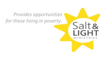 Salt & Light Ministries logo with yellow sun shape - Provides opportunities for those living in poverty.